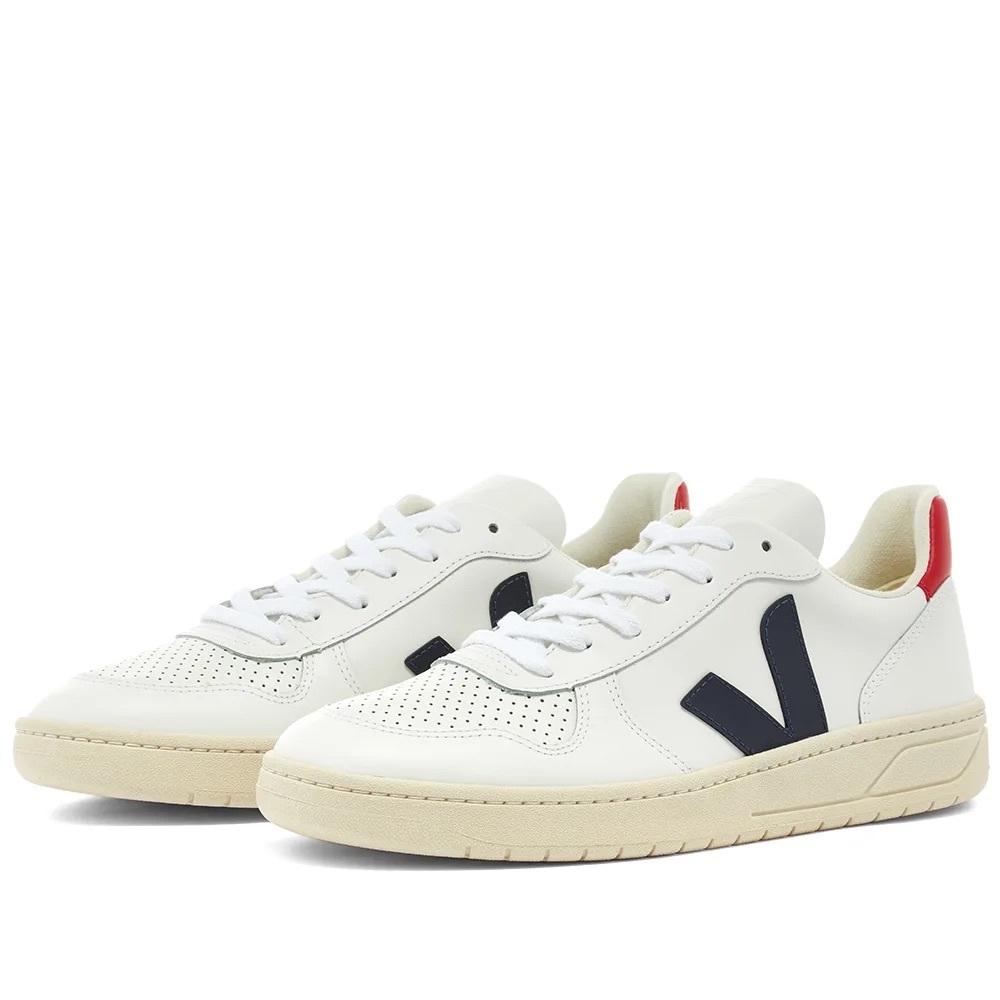 Veja Men’s V-10 Rubber-Trimmed Leather Sneakers